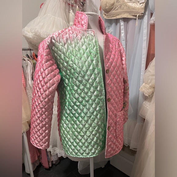 Free People 💗 stunnning India silk satin quilted bed jacket - Picture 2 of 5